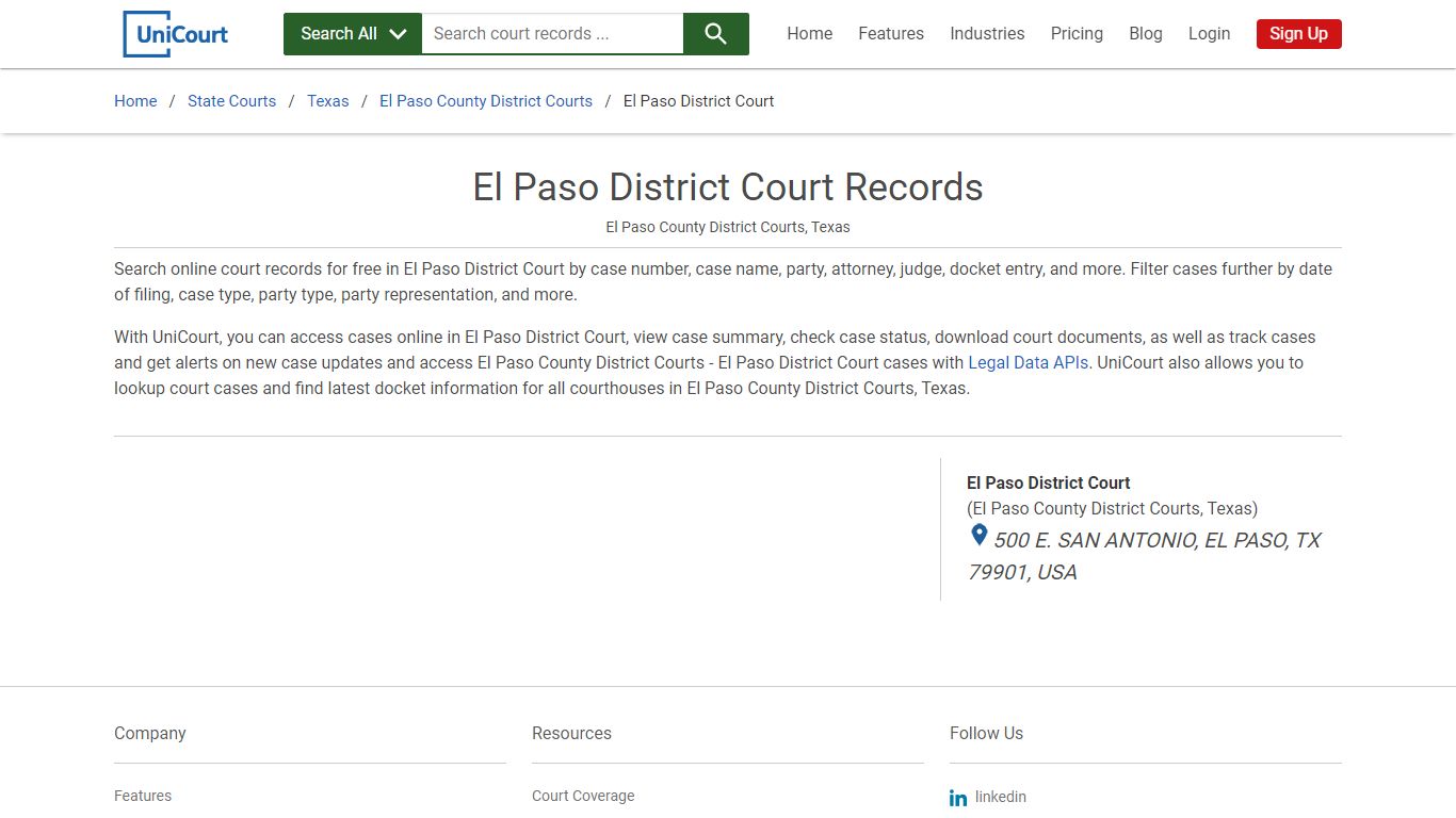 El Paso District Courts Court Records | El Paso | UniCourt